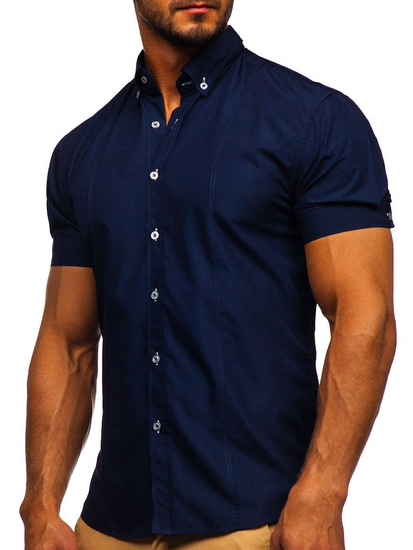 Cămașă elegantă mâneca scurtă albă Bolf 5535