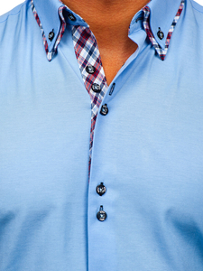 Cămașă cu mâneca scurtă albastru-aprins Bolf 6540