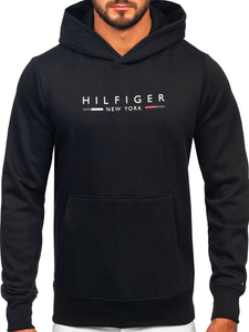Hanorac negru pentru bărbați cu imprimeu cangur, Tommy Hilfiger MW0MW29301