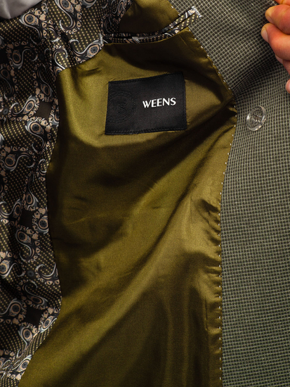 Jachetă elegantă bărbătească verde cu două rânduri de nasturi Bolf 005