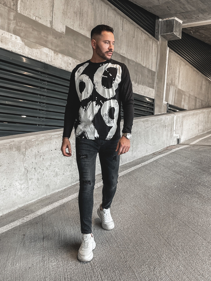 Bluză neagră cu imprimeu Bolf 146745