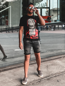 Tricou negru cu imprimeu Bolf 192410