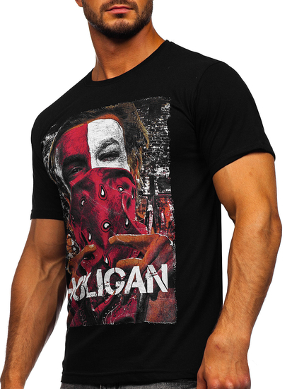 Tricou din bumbac cu imprimeu negru Bolf CMR18