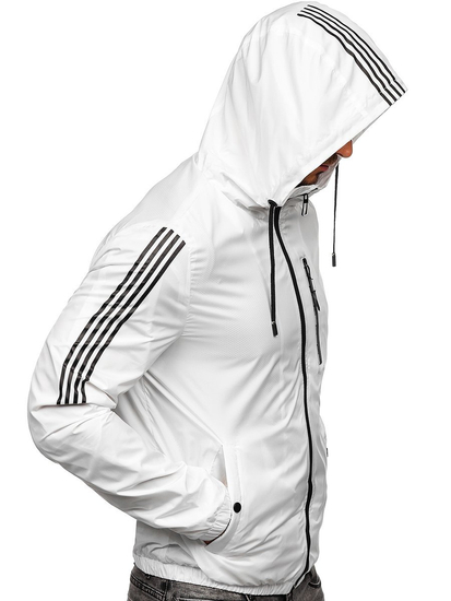 Geacă cu glugă sport albă Bolf 6172