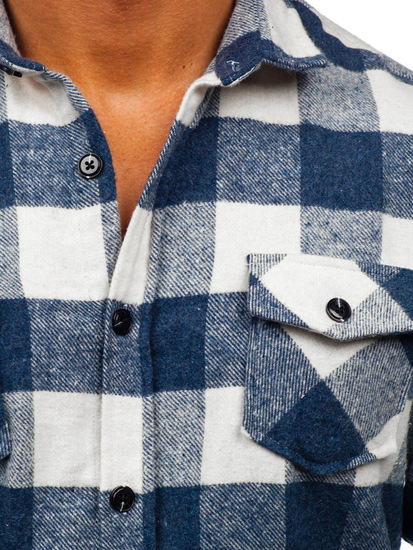 Cămașă flanel albastră mâneca lungă Bolf 20723