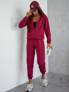 Set trening cu glugă pentru femei din două piese Burgundia Bolf 821110