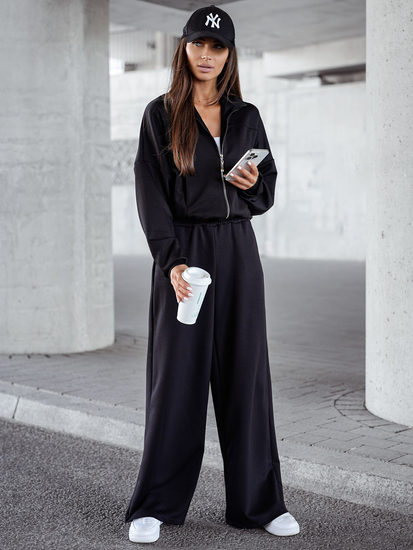 Set hanorac cu fermoar două piese pentru femei negru Bolf 821109