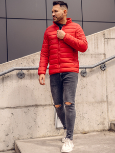 Jachetă de tranziție matlasată roșie pentru bărbați Bolf LY33A