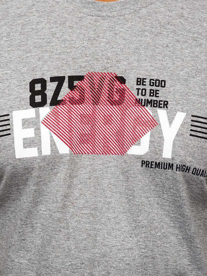 Tricou gri cu imprimeu bărbati Bolf 14333