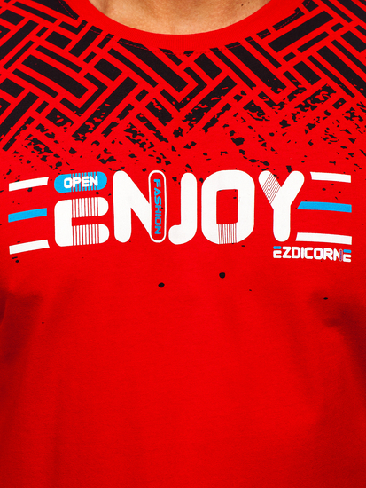 Tricou din bumbac cu imprimeu roșu Bolf 14720