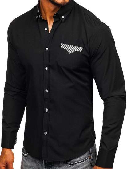 Cămașă elegantă bărbați neagră Bolf Bolf 4711