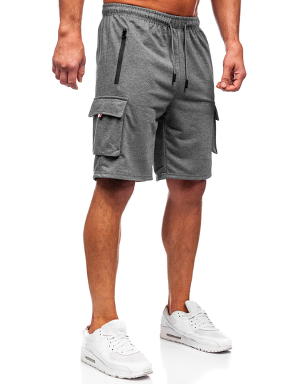 Pantaloni scurți de trening grafit pentru bărbați, pantaloni de luptă, Bolf 8K1501