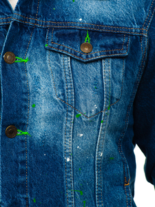 Geacă de blugi bleumarin cu glugă Bolf 1-2