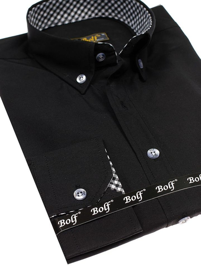 Cămașă elegantă bărbați neagră Bolf Bolf 4711