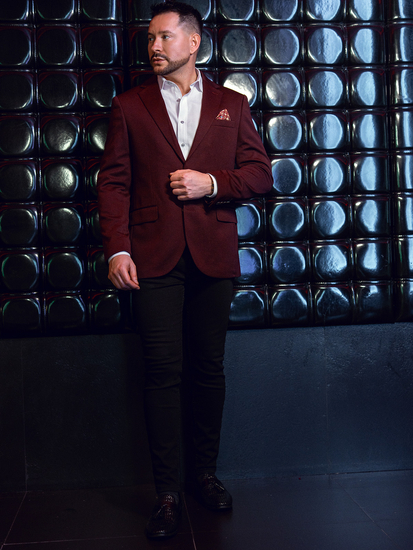 Sacou casual vișiniu pentru bărbați Bolf 24401-1