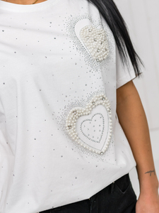 Tricou alb de dama cu aplicatie Bolf 96T650