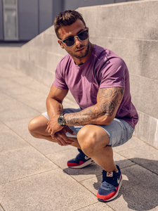 Tricou simplu bărbătesc din bumbac violet Bolf 192397A