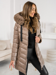 Geacă de iarnă matlasată cu glugă camel Bolf 5M3139