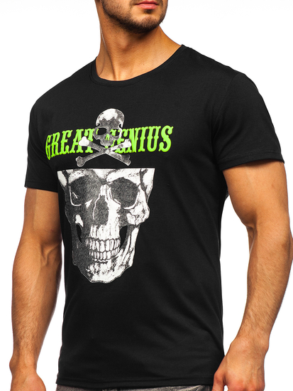 Tricou negru cu imprimeu Bolf Y70005