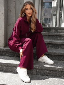 Set hanorac cu fermoar două piese pentru femei vișiniu Bolf 821109