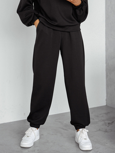 Set trening din două piese pentru femei cu glugă negru unt Bolf 525