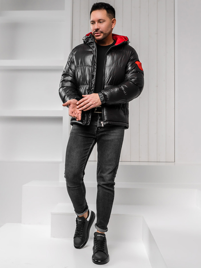 Geaca de iarna matlasata neagra pentru barbati Bolf 5M3198