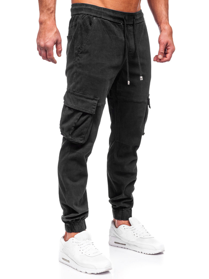 Blugi cargo joggers negri Bolf MP0105N