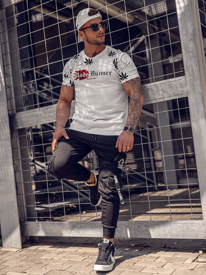 Tricou din bumbac alb cu imprimeu Bolf 14744A