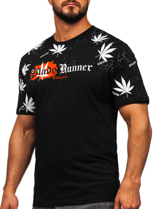 Tricou din bumbac cu imprimeu negru Bolf 14744