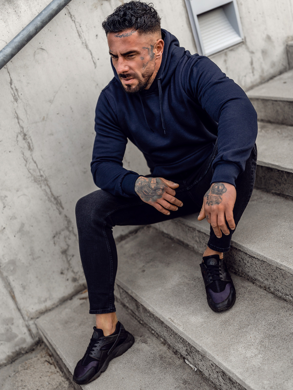 Hanorac cu glugă pentru bărbați bleumarin Bolf MB001A