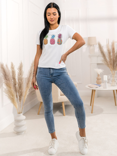 Tricou alb de dama cu aplicatie Bolf 95T2522