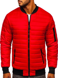 Geacă de primăvară roșie matlasată bomber Bolf MY-02A