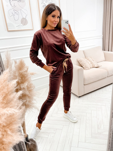 Compleu de trening catifea maro dame Bolf 8129
