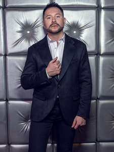 Sacou negru din catifea pentru bărbați Bolf 24410