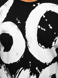 Tricou negru bărbătesc cu imprimeu Bolf 0303