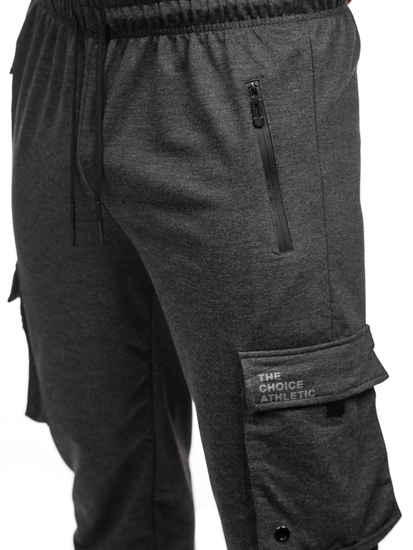 Pantaloni de trening joggers cargo gri-antracit Bolf JX6360