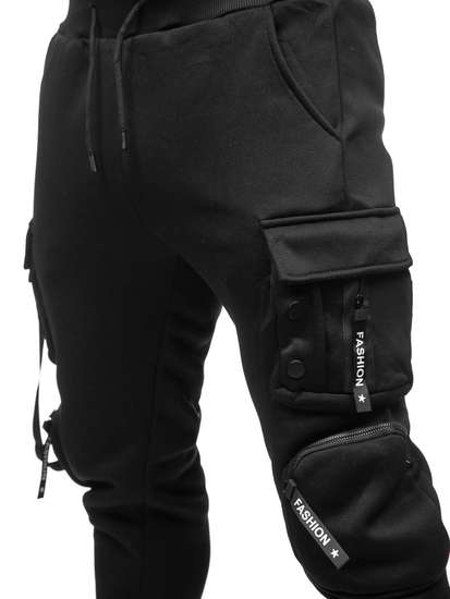 Pantaloni de trening joggers cargo negri Bolf HSS118