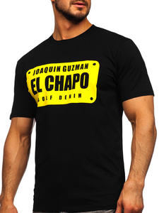 Tricou negru cu imprimeu Bolf 192364