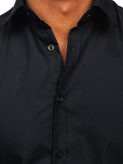 Cămașă elegantă cu mânecă lungă pentru bărbați, grafit Bolf 6944