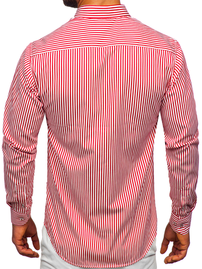 Cămașă roșie în dungi cu mâneca lungă Bolf 22731