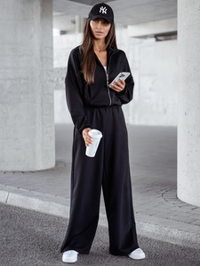 Set hanorac cu fermoar două piese pentru femei negru Bolf 821109