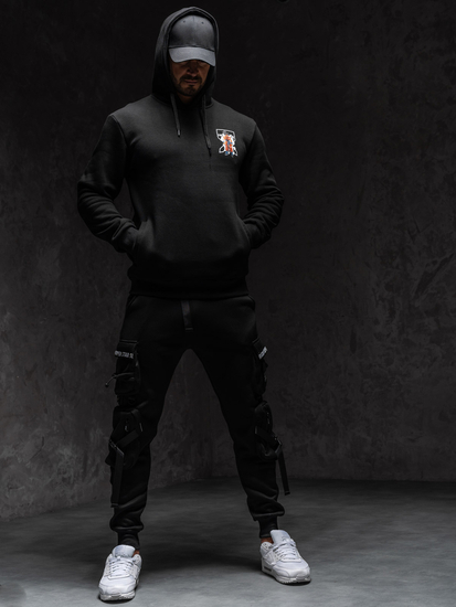 Hanorac negru cu imprimeu Bolf 147049A