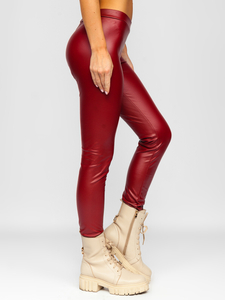 Colanți bordo imitație piele Bolf 0012
