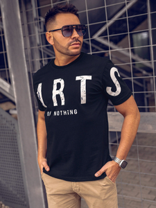 Tricou negru cu imprimeu Bolf 1180A