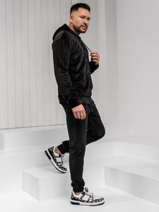 Trening pentru bărbați din catifea neagră cu glugă Bolf 8C1538A1