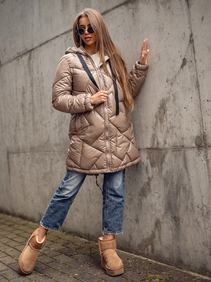 Geacă-palton de iarnă cu glugă camel Bolf 5M3189