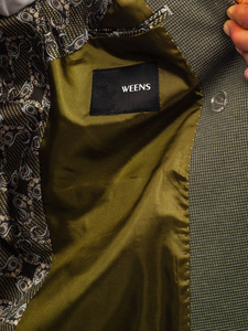 Jachetă elegantă bărbătească verde cu două rânduri de nasturi Bolf 005