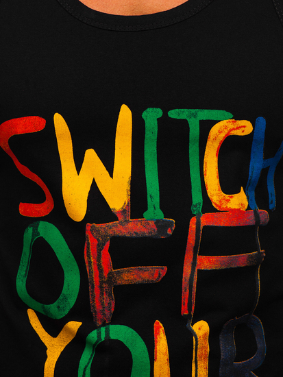 Maiou negru tank top cu imprimeu Bolf 14837