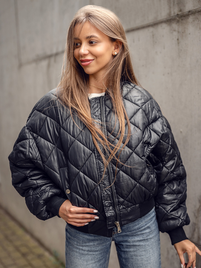 Geacă bomber neagră dame Bolf J9089