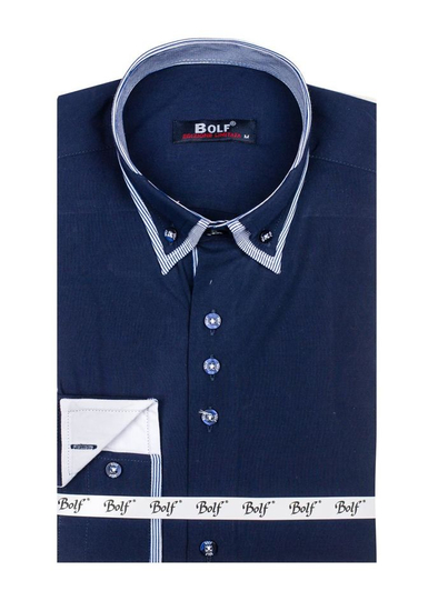 Cămașă elegantă bărbați bleumarin Bolf 6929-A